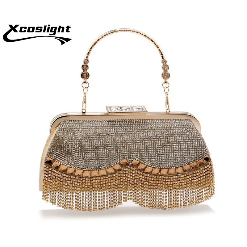 

Women Banquet Handbags 2022 New Diamond-Studded Tassel Evening Bags Femme Wedding Purse Dress Beaded Party Clutch