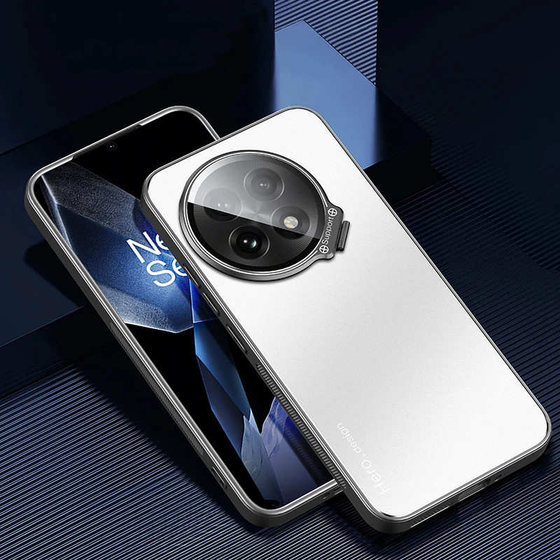 Premium Shockproof Matte Kickstand Case with Metal Lens Camera Holder