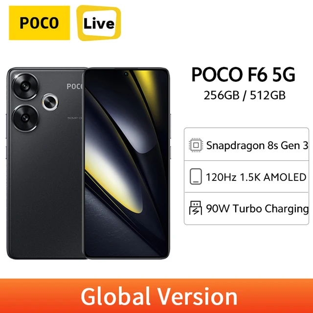 POCO F6 5G Global Version Mobile phone Snapdragon 8s Gen 3 NFC 120Hz 1.5K AMOLED Display 50MP Main Camera 90W Turbo Charging 1
