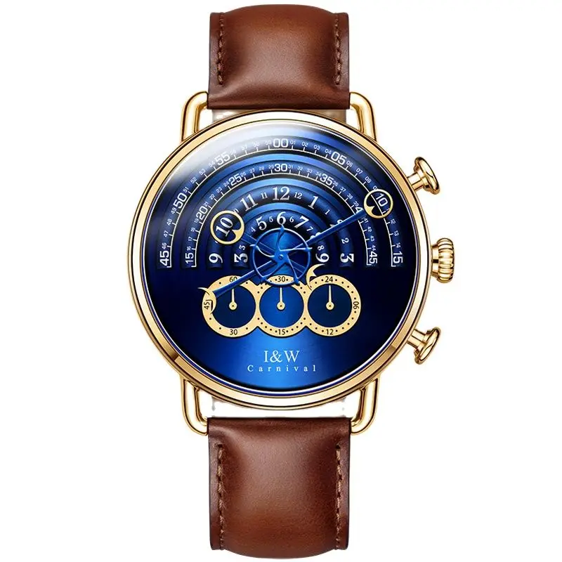 

Новые швейцарские роскошные брендовые многофункциональные спортивные японские кварцевые мужские часы MIYOTA Carnival, водонепроницаемые часы с хронографом