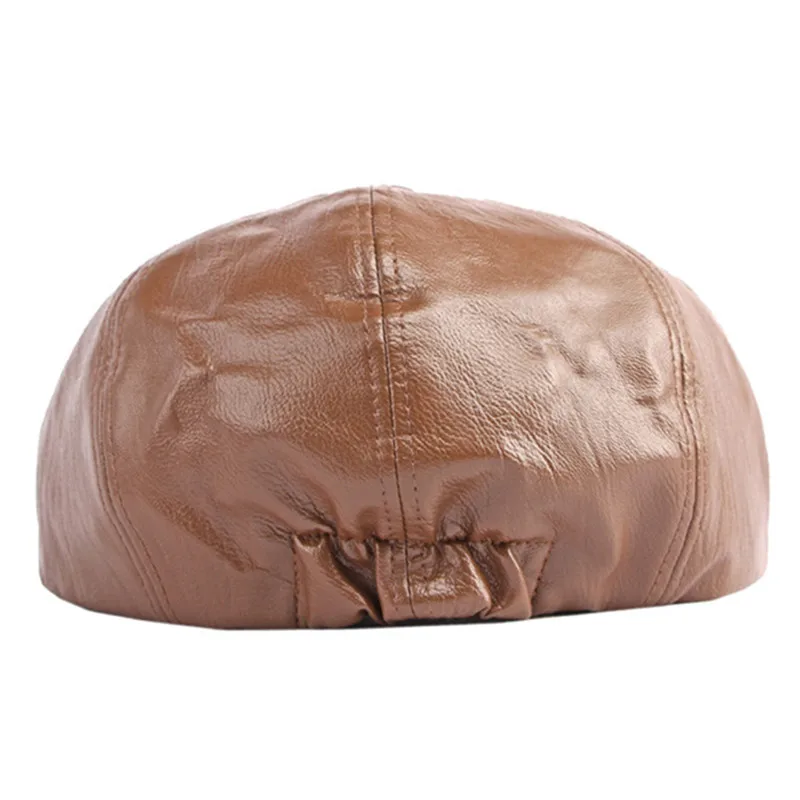 Unisex 2023 New Spring Autumn Faux Leather PU Newsboy Caps For Men Women Casual Couple Sports Cap Fashion Vintage Party Hats