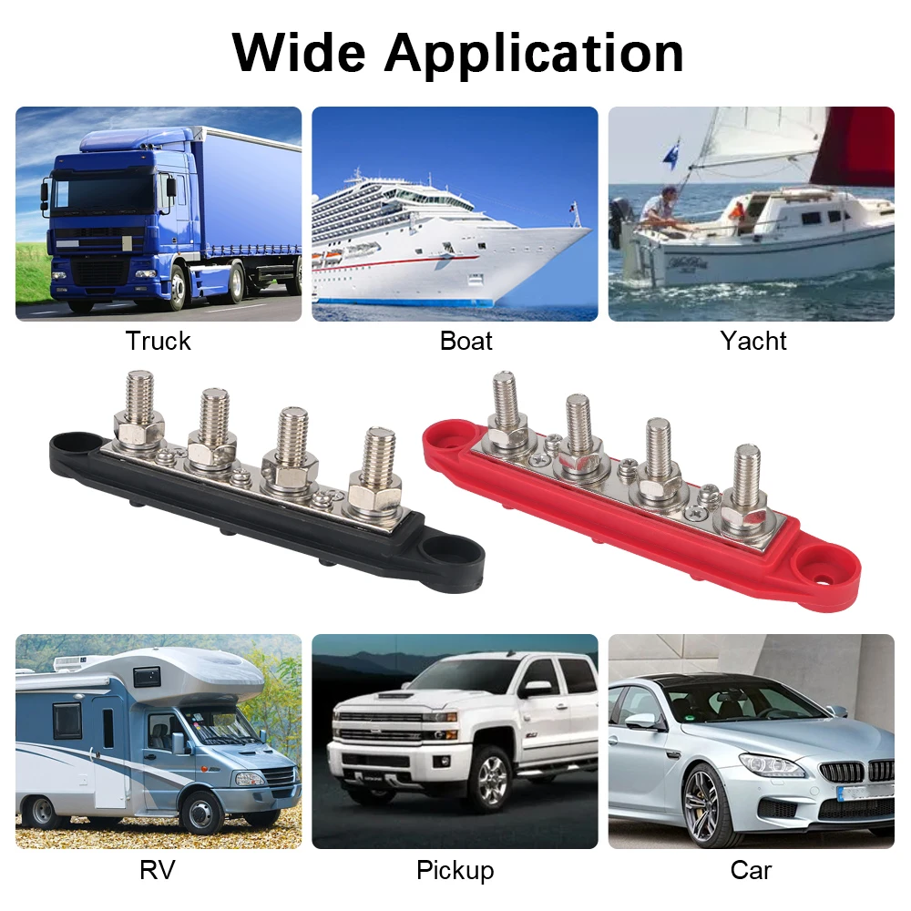 Power Distribution Block Bus Bar 48V 250A DC Power Distribution Block For Boat Truck RV Caravan Car M8 M10 Stud 5/16