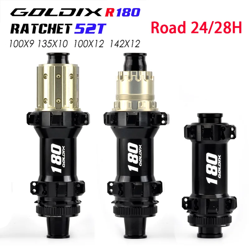 

GOLDIX R180 Center Lock Road Bike Hub Straight Pull 24/28H 52T ratchet road gravel bicycle hub for SHIMANO SRAM 11/12 speed