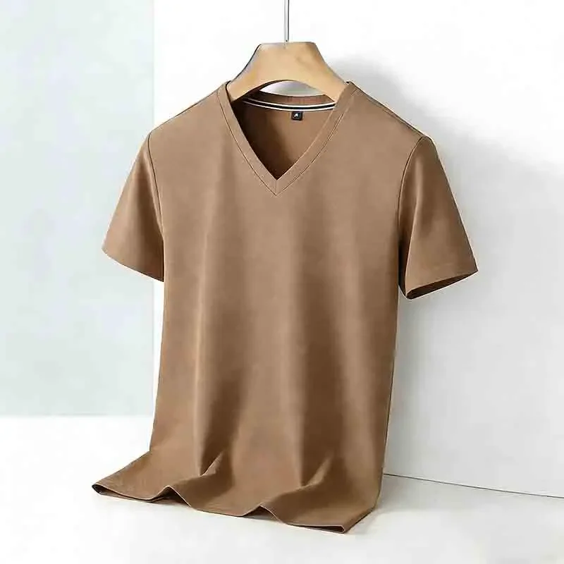 Bequemes Herren-T-Shirt mit V-Ausschnitt und kurzen Ärmeln, 2026, lässig, täglich, Büro, Sommer, modisch, Herren-Top