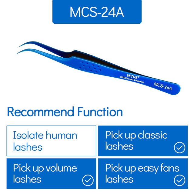 Vetus MCS All size single pack tweezers for eyelash extensions