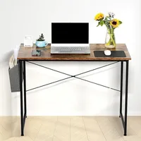 AluminumOak Finish Writing Desk,With USB PortComputer Desks Small Office Desk40Inch Writing Desks with Storage Bag ,Wooden Desk 2