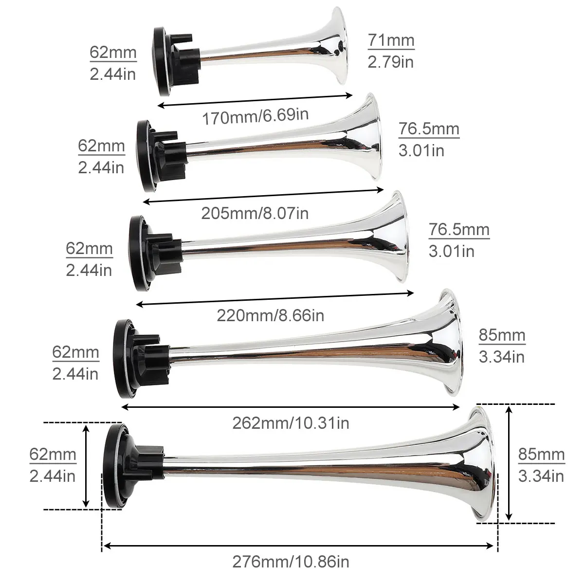 car siren horn car air horn 5pcs 125dB 12V Silver Musical Sound Air Horn with Compressor Super Loud Five Trumpet Air Horn