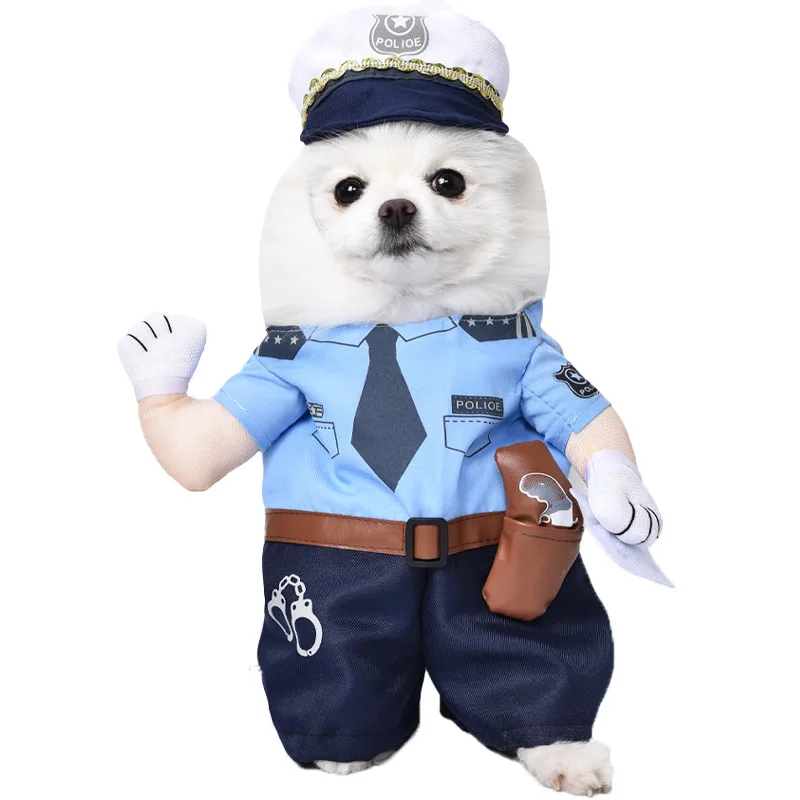 Dog Halloween Outfit  Pet Police Officer Costume with Cap and Holster