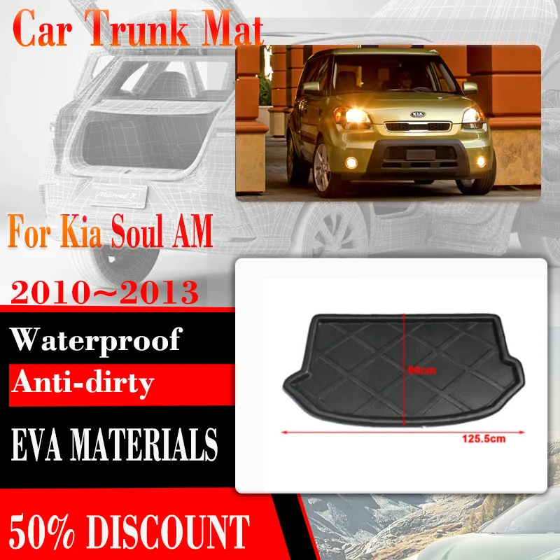 

Car Rear Trunk Mat For Kia Soul AM 2010 2011 2012 2013 Waterproof Protective Trunk Storage Pad Carpet Organizer Auto Accessories