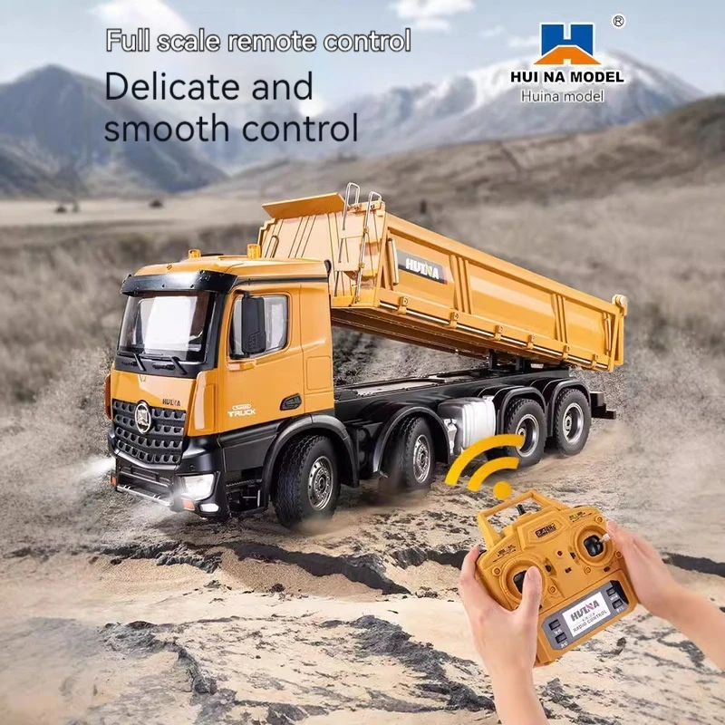 Huina 536 New Product Twelve Channel 1:14 Alloy Remote Control Full Scale 8-Wheel Heavy duty Engineering dump truck with lights 3