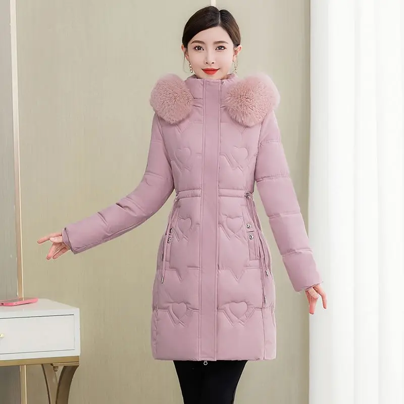

2023 New Winter Jacket Women Parkas Loose Mid-Length Waist Female Coat Thick Warm Women Clothing Free Shipping
