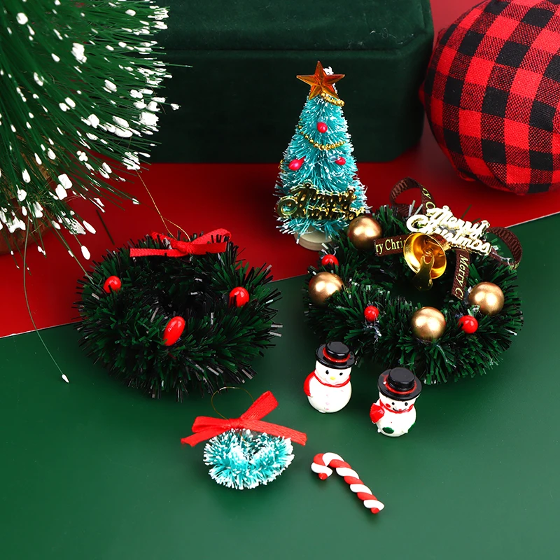 

1 Набор 1:12 миниатюрный Кукольный домик, Рождественская елка, снеговик, модель кукольного домика, украшение для гостиной, игрушка, рождественские аксессуары, Кукольный Дом