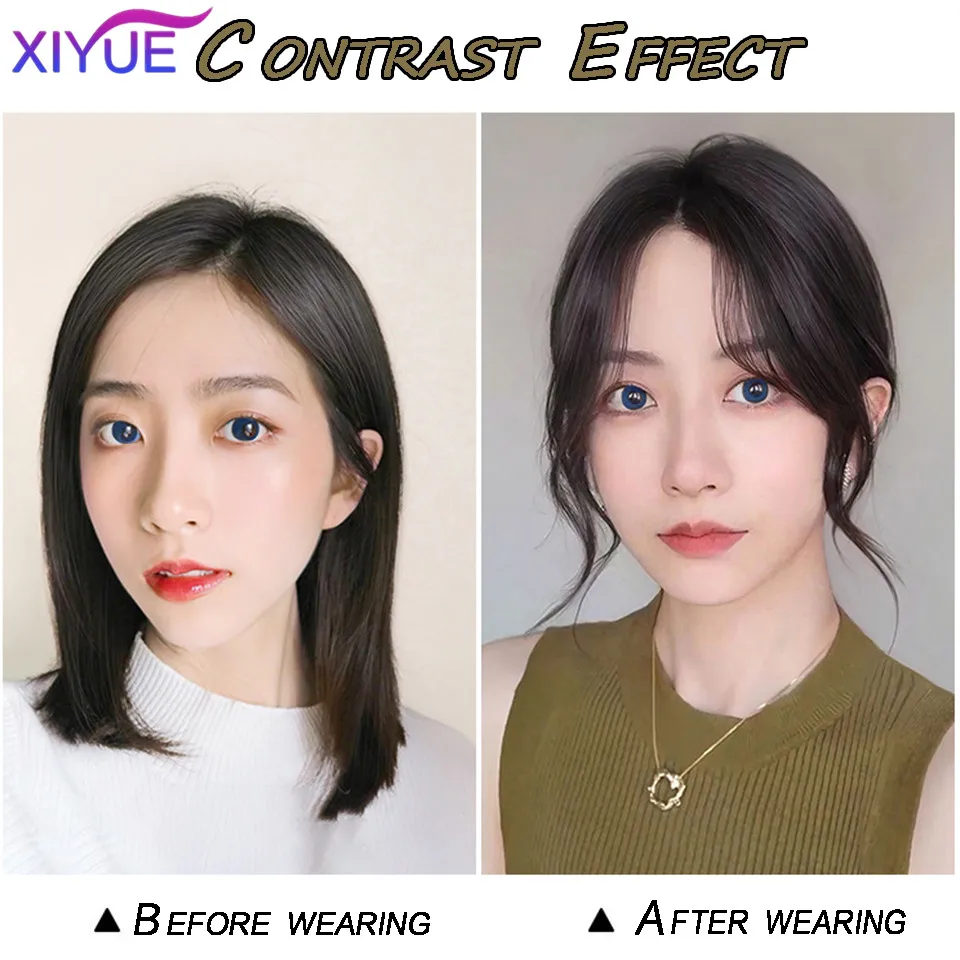 XIYUE   Swiss mesh top hair patch curly hair wig patch women's fluffy hair increase covered white hair light and thin bangs wig