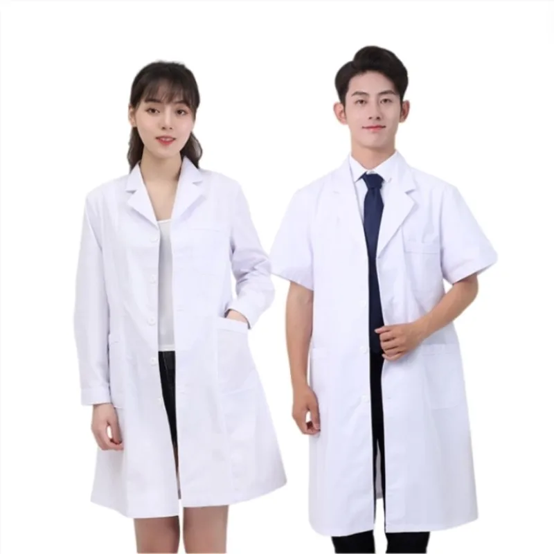

White Coat Lab Coat Hospital Doctor Slim Nurse Uniform Unisex Spa Medical Uniform Scrubs Long/Short Sleeve Drugstore Workwear