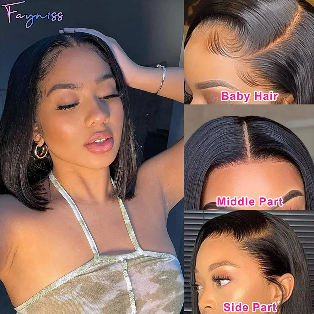 Straight Bob Wig Human Hair Lace Front Wigs For Women 13x4 Transparent Lace Frontal Bob Wig Human Hair Pre Plucked 4X4 human hair wig human hair extensions lace front wig human hair wigs front lace wig