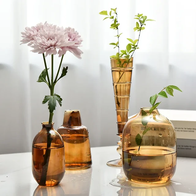 Vaso di fiori in vetro trasparente vaso piccolo pianta idroponica terrario  di fiori tavolo da camera di lusso decorazioni per la casa decorazione di  nozze - AliExpress