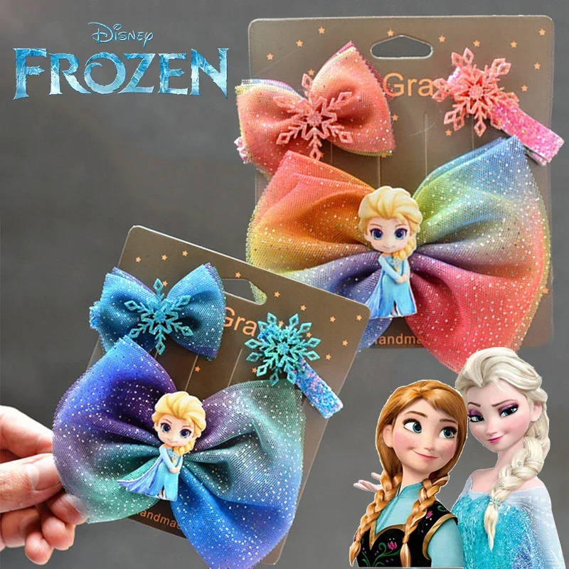 

Заколка для волос с бантом Disney, Элегантная Модная заколка с зажимами, с надписью «Холодное сердце», Эльза, Анна, с бабочкой, ленточный подарок для женщин