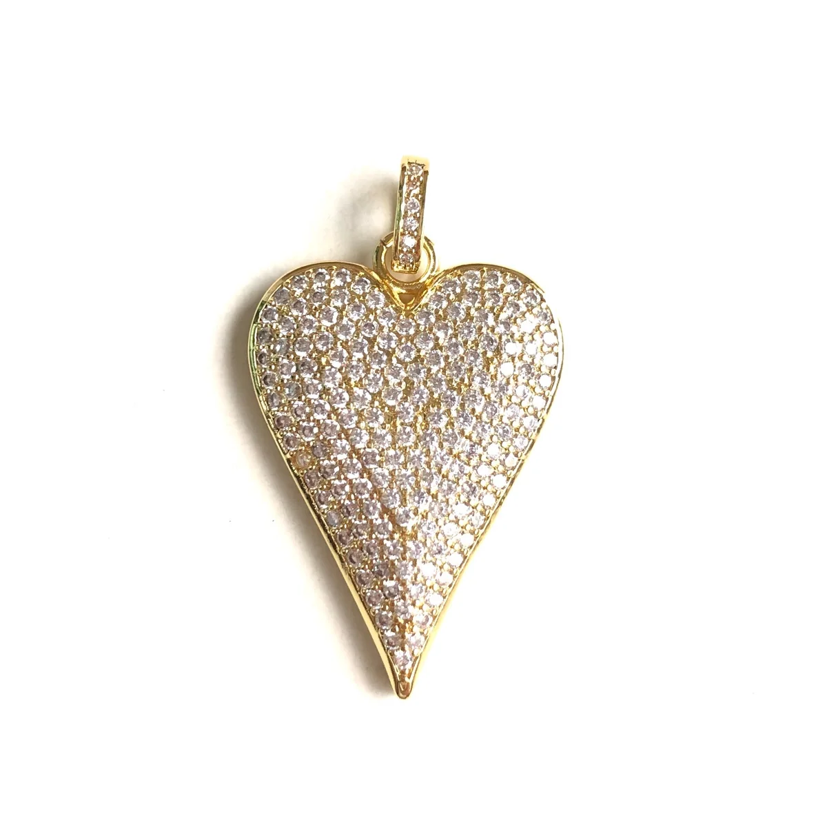 5pcs Micro Pave Heart Charms Bling Exquisite Gold-Plated Pendants for Women Necklace Bracelet Jewelry Making Accessory Wholesale