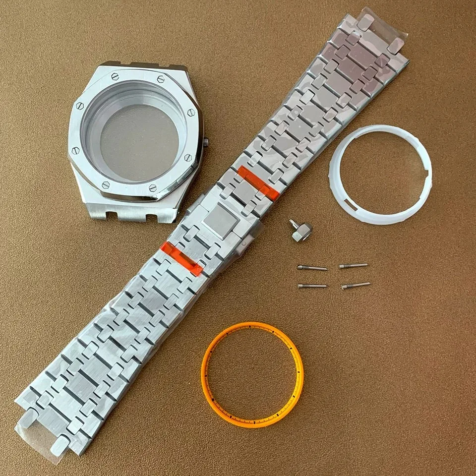 41mm Hochwertiges 316L Edelstahl Silber + Ring Saphirglas Uhrengehäuse Fit NH35/NH36 Automatikwerk Uhrenzubehör – Detail 13
