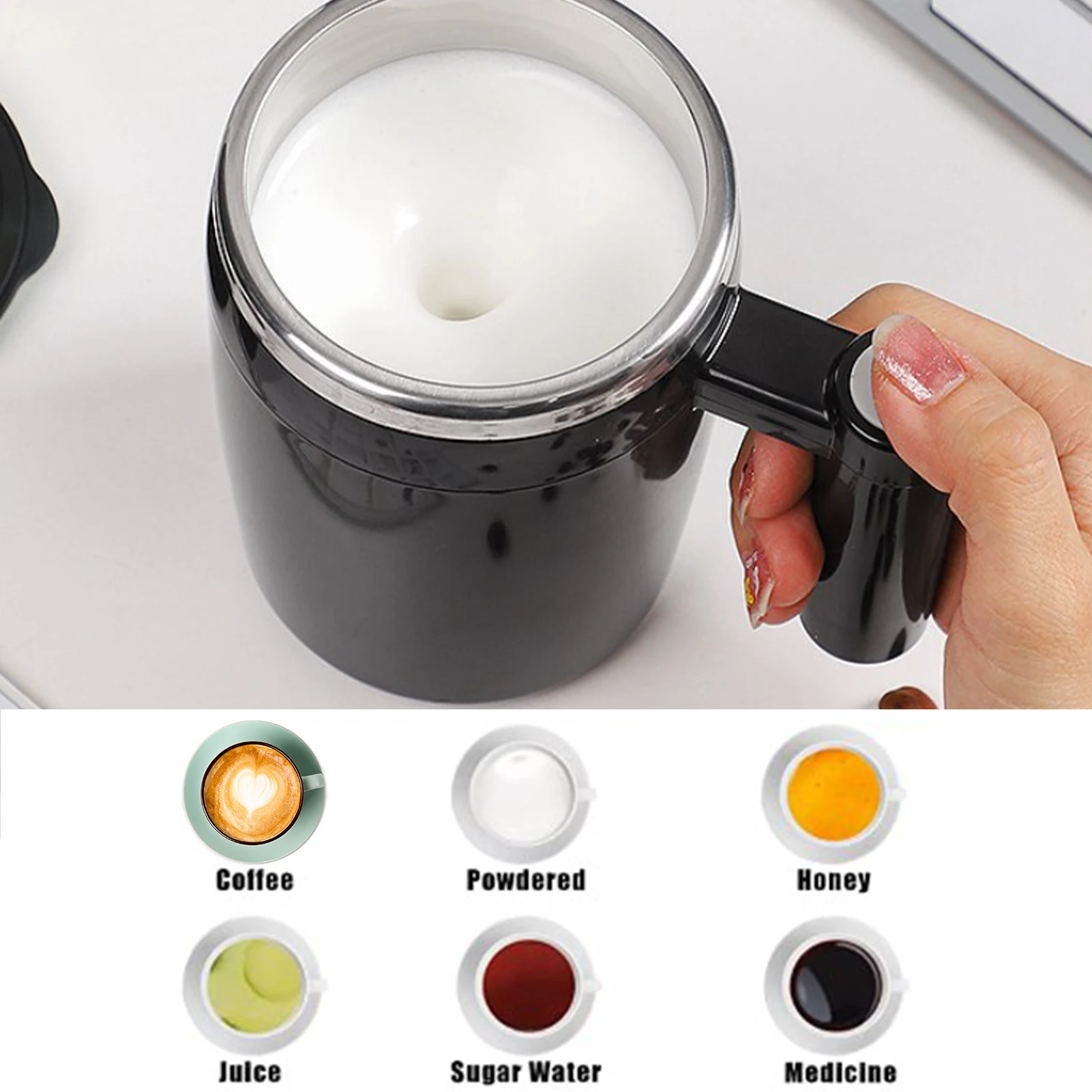 Rechargeable Battery Auto Mixing Cup Magnetic Stainless Steel Mug