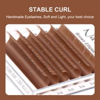 NATUHANA Brown Ellipse Flat Eyelashes Extensions Matte Faux Lashes Split Tips Soft Light Weight Ellipse Shaped Makeup Tools 4