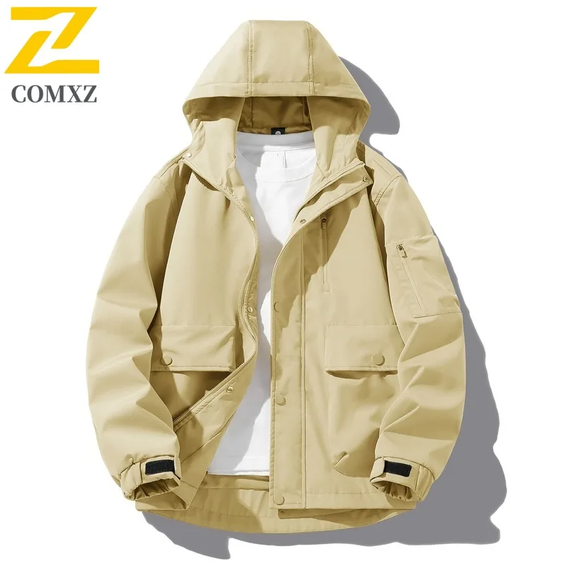 COMXZ Mens Jacket Minimalist Hooded Mountaineering Windproof Jacket Daily Wear Comfortable Lightweight Autumn Outdoor Clothing