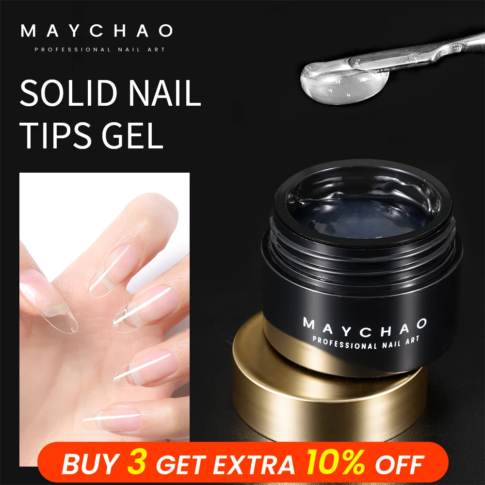 Maychao 10g Solid Nail Tips Gel Easy Stick Clear Adhesive Glue Uv Lamp