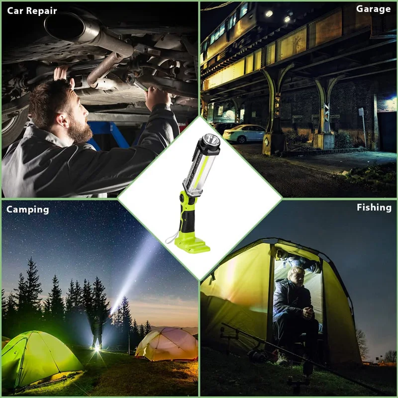 Pour Ryobi One + 18v Li-ion Ni-cad Ni-mh Batterie Travail Lumière Portable  Lampe de poche Extérieur Lumière d'urgence Led Tool Lamp