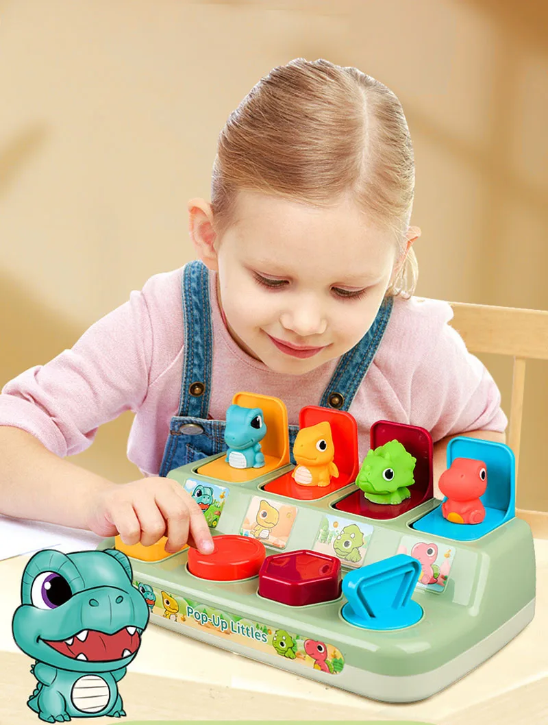Baby Toys 6 to 12 Months Pop Up Animals Cause and Effect Toy Switch Box Baby Montessori Early Learning Development Sensory Toy