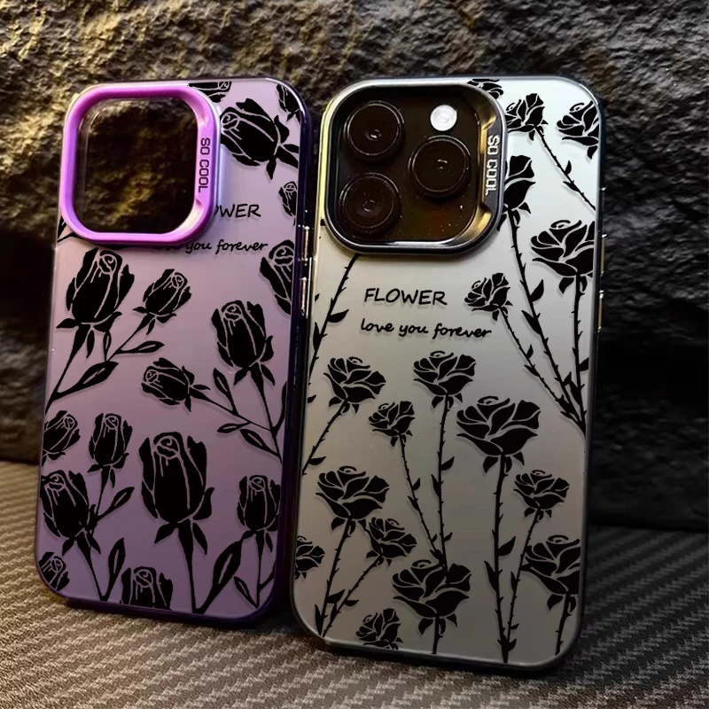 Retro Art Black Rose Hard Phone Case