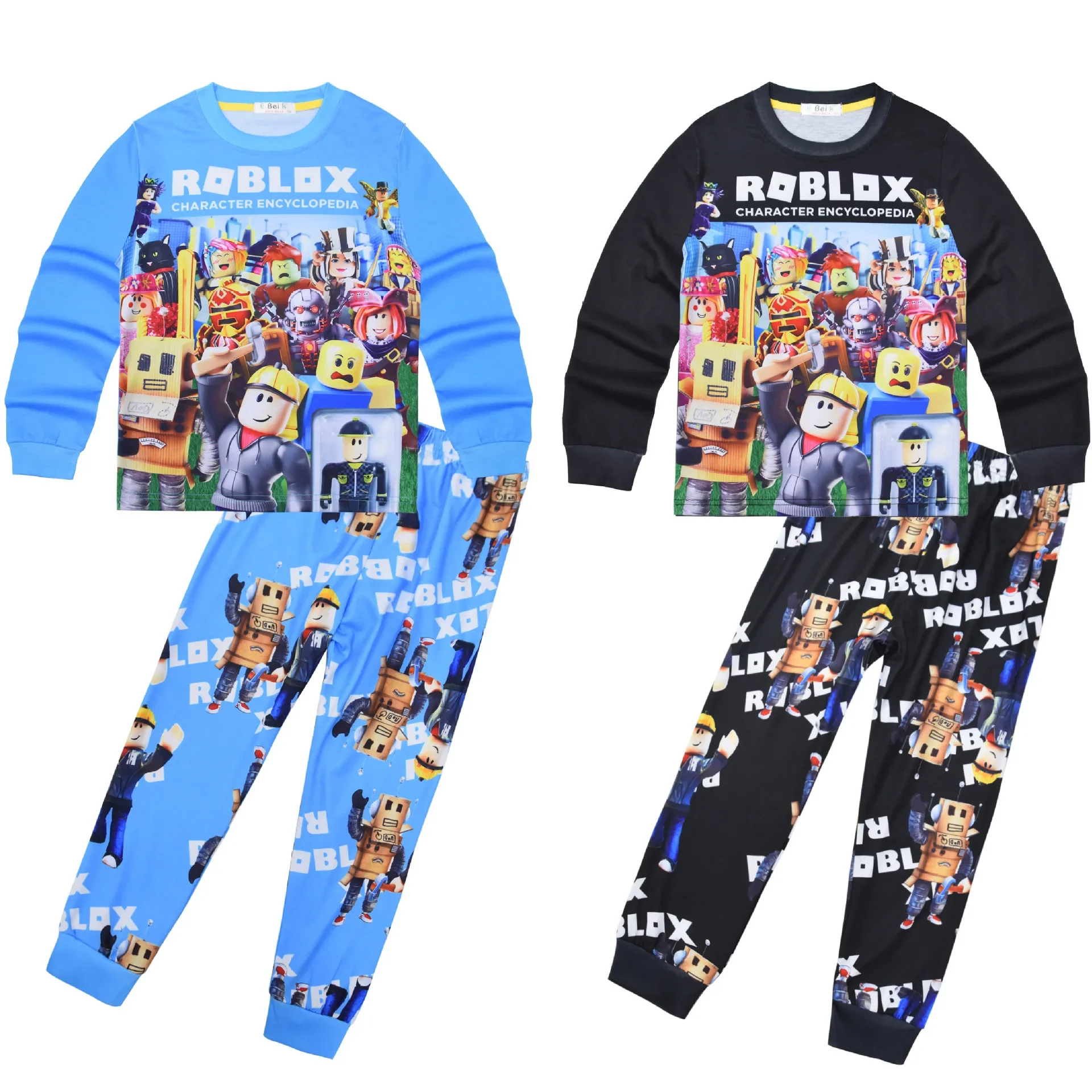 

2024 Games Roblox Clothing Medium and Large Children's Home Clothes Set Long Sleeve Two-piece Pajamas Pants Girl ClotheS