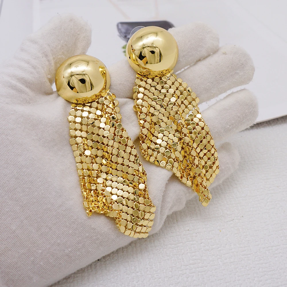 Fashion Bohemian Tassel Earrings Jewelry For Women Gold Color Italian Lady Elegant Hoop Earrings For Wedding Bride Party Gifts