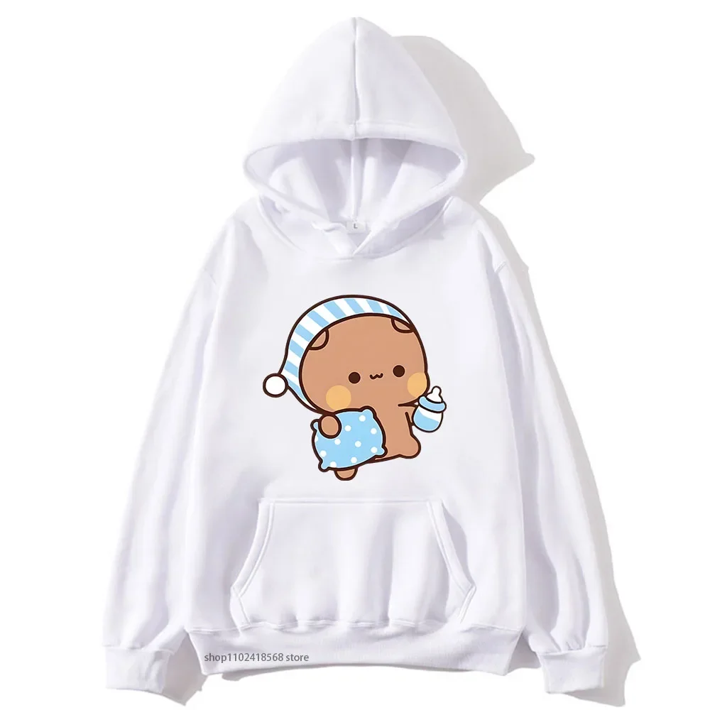 Couple Hoodies Kawaii Cute BuBu Panda Going To Sleep with DuDu Bear Graphic Sweatshirt Men Women Clothes Long Sleeve Pullover