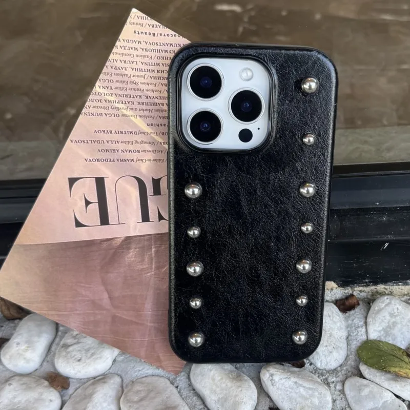 รูปสินค้า เคสหนังแท้กันกระแทก ดีไซน์สีเงิน สำหรับ iPhone 17 Pro Max