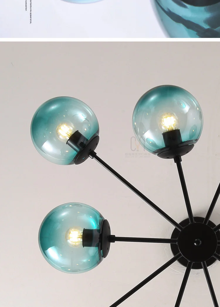 Bola de Vidro Moderno Lustre Teto Lustres Deco Maison E27 Pingente Luz Sala Jantar Decoração Marroquina Led 10 Home & Garden