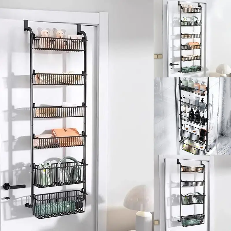 

Hang Storage Door Organization Spices Rack Over Door Pantry Organizer Multi-Layer Drill Free Wall Mount Spices Rack for Toys