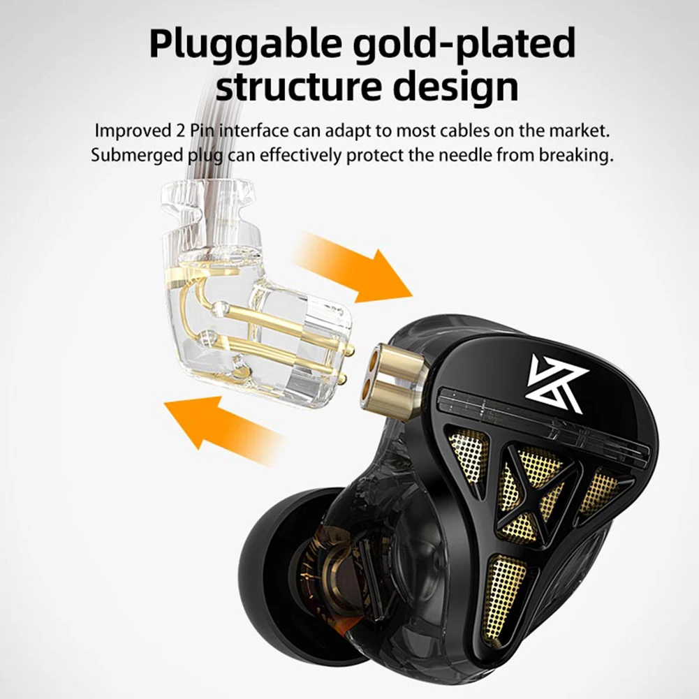 KZ-DQS 인이어 유선 이어폰, 3.5mm 플러그, 전문 하이파이 헤드셋, 노이즈 캔슬링 베이스 이어버드, 스포츠 게임 음악용