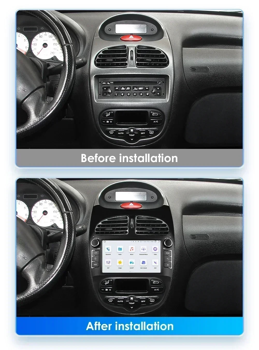 Hizpo 7862 2din 자동차 라디오, 푸조 206 206CC 206SW 2000-2008 자동 멀티미디어 플레이어, GPS 오토라디오, 카플레이 내비게이션, 안드로이드 12
