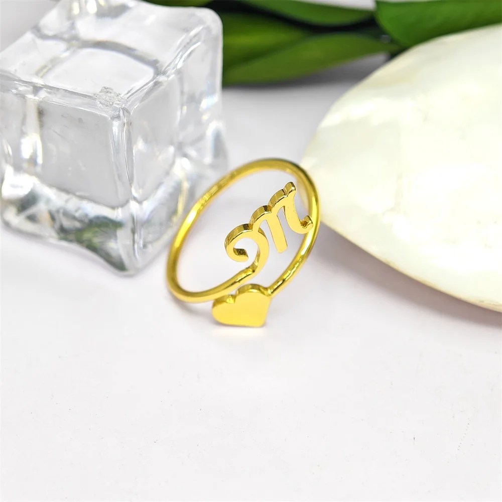 2023 Personality Name Ring Adjustable 5 Colors Heart Shape Open Rings Couple Graduation Keepsake Gift Jewelry