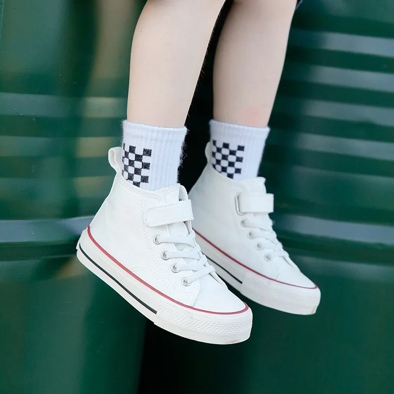 girls white canvas sneakers