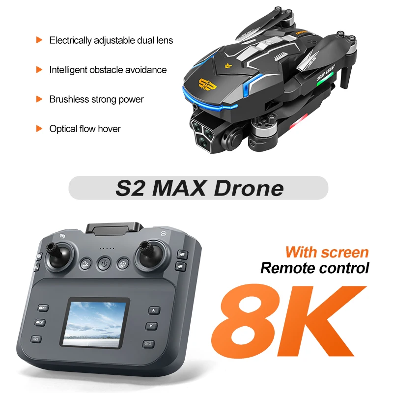 Drone S2 PRO 8K HD avec évitement d'obstacles, moteur brushless, pliable