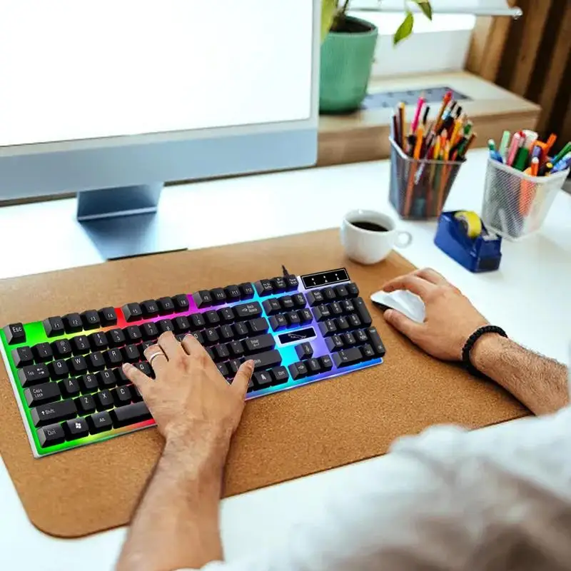 Ergonomic Game Keyboard Compact Game Keyboard Floating Mechanical Keyboards Waterproof Clickable Keyboard For Home Desktop Gamer