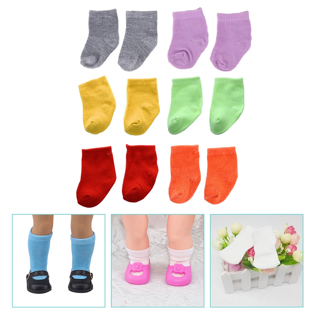 

6 Pairs Socks Costume Toy Play House Girls Boyshorts Toys Baby Shoes Mini Cloth Photo Props Dollhouse