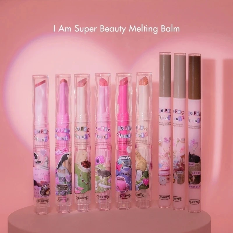

FLORTTE Super Beauty Series Lip Balm Love Watery Glow Lipstick Mirror Water Light Lip Glaze Moisturizing Tint Makeup Cosmetics