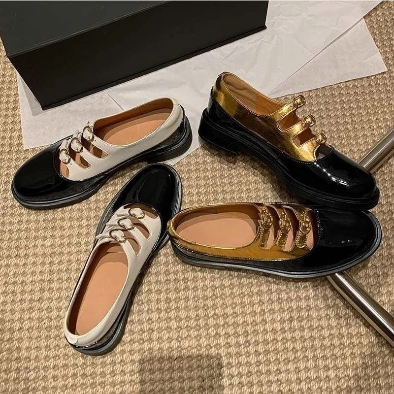 

2023 Autumn Korean Style Women High Quality Genuine Leather Loafers Sweet Mix Color Flat Shoes BY878