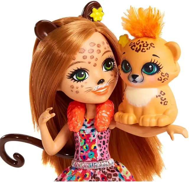Original Enchantimals Gepardenmädchen Cherish Cheetah Puppe WINSLEY Wolf Doll & Trooper Figure Doll Toys Girl Kit Birthday Gift 2