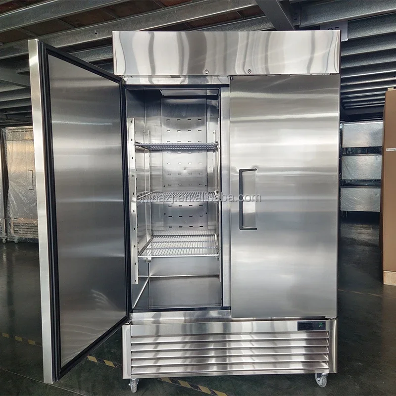 54" W Commercial Restaurant Upright Fridge Glass Door Reach In Freezer Stainless Steel Refrigerator Upright Reach In Cooler