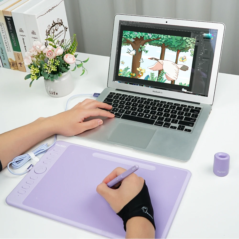 Parblo Intangbo M 10x6.25 Inches Digital Tablet Graphic Tablet for Drawing OSU Game with Battery-Free Stylus and Glove - Image 5