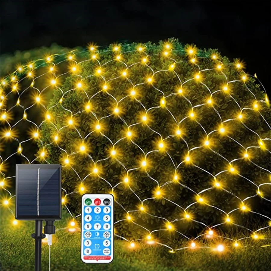Solar Net Lights 3x2m 200 Led Outdoor Solar Net Mesh String Light With Remote Christmas Net