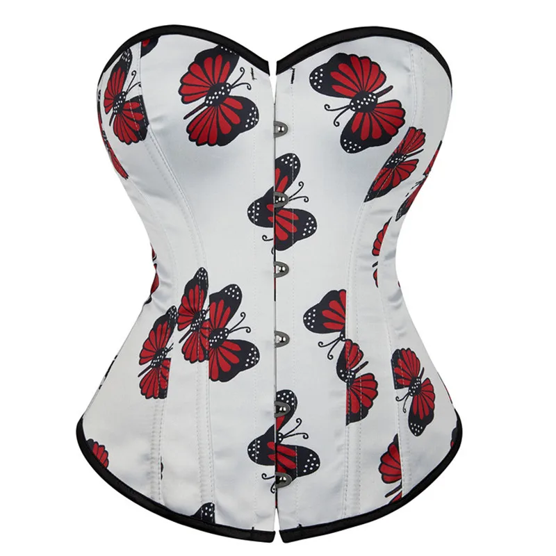 

Sexy Corsets And Bustiers Plus Size Butterfly Print Bridal Corset Push Up Corselet Overbust Burlesque